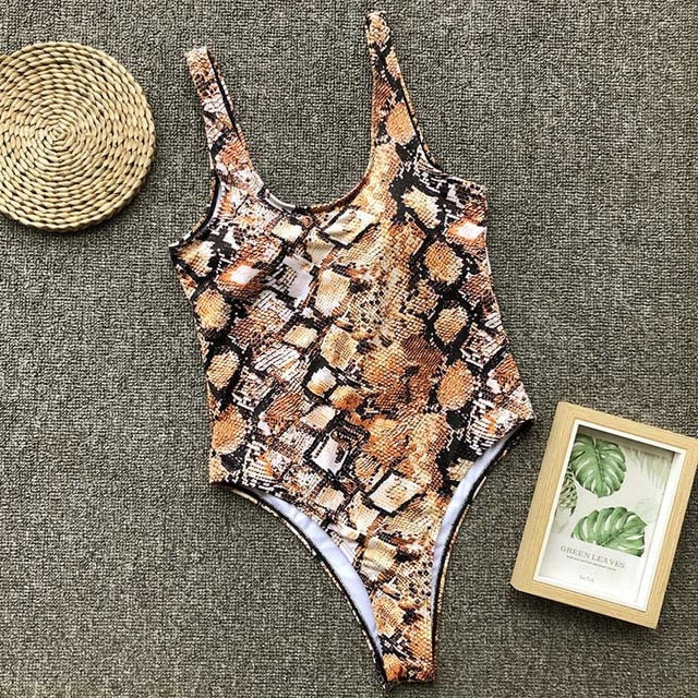Snake Print One Piece Swimsuit - Trendy Bee Boutique