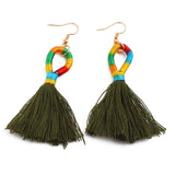 Boho Rainbow Silk Tassel Earring - Trendy Bee Boutique