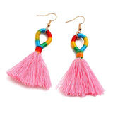 Boho Rainbow Silk Tassel Earring - Trendy Bee Boutique