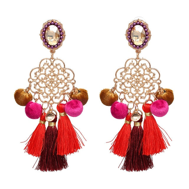 Stef Long Tassel Statement Earring - Trendy Bee Boutique
