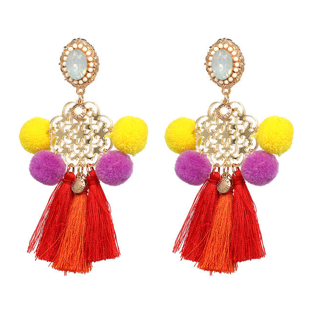 Stef Long Tassel Statement Earring - Trendy Bee Boutique