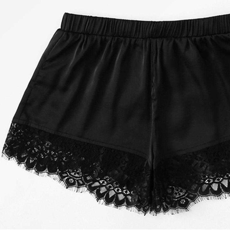 Black Lace Lingerie Shorts Set - Trendy Bee Boutique