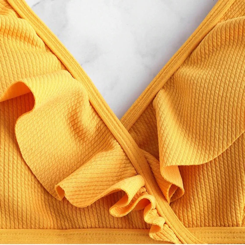 Halter Ruffle Bikini Set - Trendy Bee Boutique
