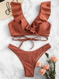 Halter Ruffle Bikini Set - Trendy Bee Boutique