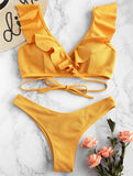 Halter Ruffle Bikini Set - Trendy Bee Boutique
